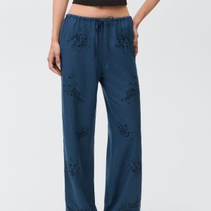 Beaded embroidered pants