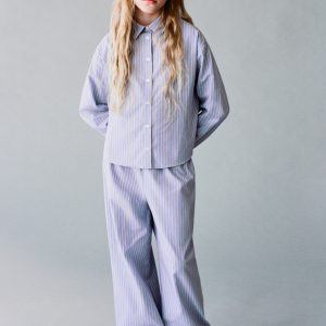 Striped cotton trousers