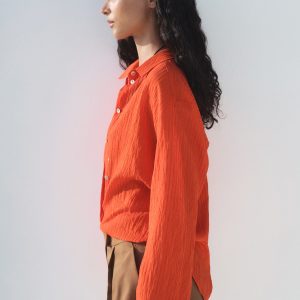 Oversized crinkled-effect shirt
