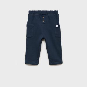 Buttons straight-fit pants