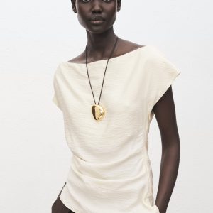 Modal blouse with asymmetrical collar