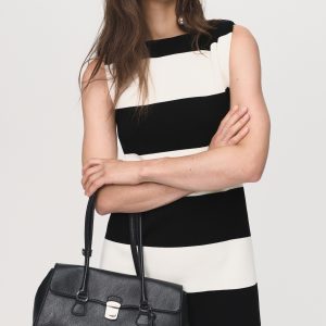 Asymmetrical knitted dress with strap