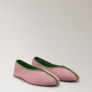 Satin ballet flats with contrast piping