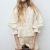 Embroidered lyocell blouse