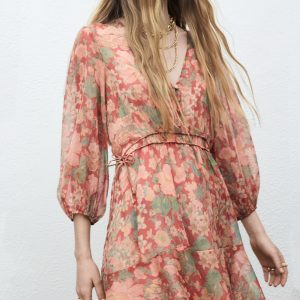Floral puff-sleeve dress