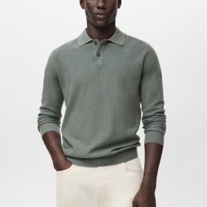 Micro-structured cotton polo shirt
