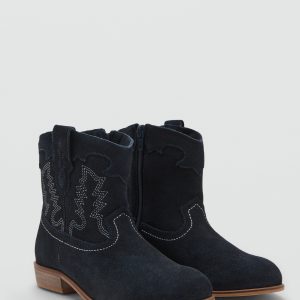 Embroidered leather ankle boot