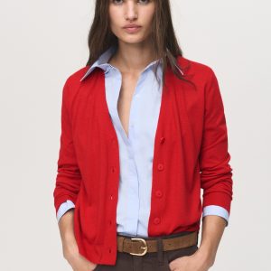 V-neck knitted cardigan