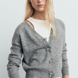V-neck wool-blend cardigan