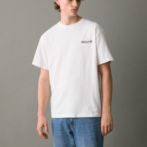 Printed cotton-blend t-shirt