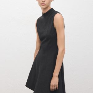 Dress with perkins collar and stitching detail