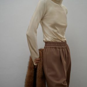 High-neck satin blouse