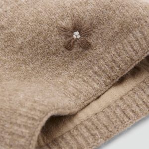 Embroidered knitted scarf