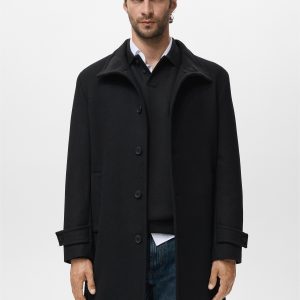 Wool funnel neck coat