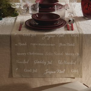 Linen table runner with festive details