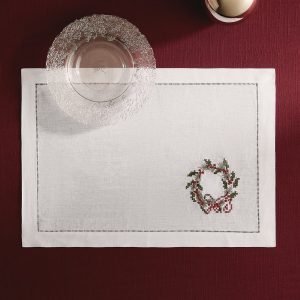 Embroidered linen Christmas placemat