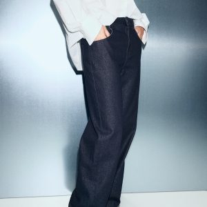 Shiny straight-leg jeans