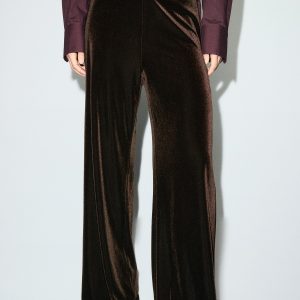 Velvet wide-leg trousers