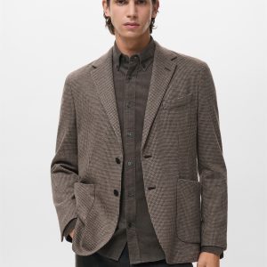 Slim-fit micro-houndstooth jacket