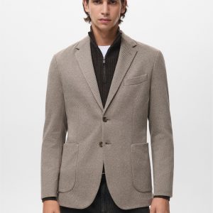 Slim-fit micro-houndstooth jacket