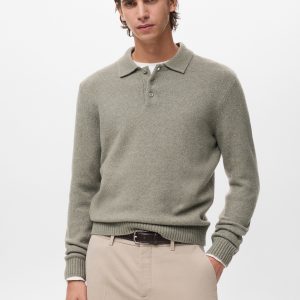 Knitted wool blend polo sweater