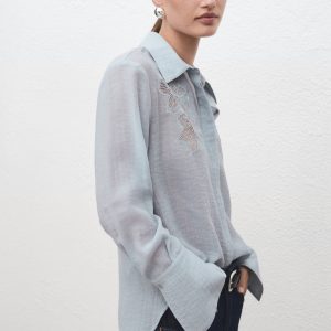 Embroidered lyocell blouse