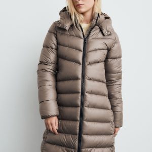 Midi quilted anorak with hood