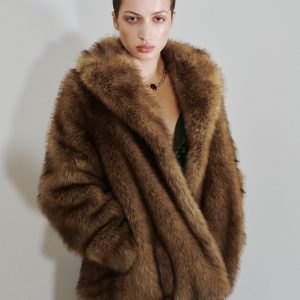 Faux-fur coat with lapels