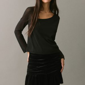 Draped velvet skirt