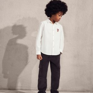 Shirt with reindeer embroidery