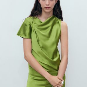 Satin shirt with draped detail