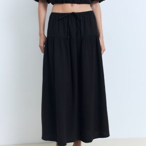 Cotton drawstring skirt