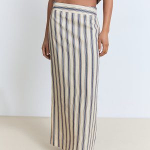 Striped linen skirt