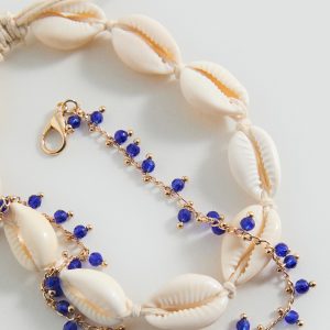 Shell and bead ankle bracelets