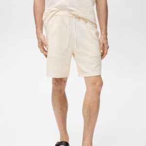 Cotton seersucker bermuda shorts with drawstring