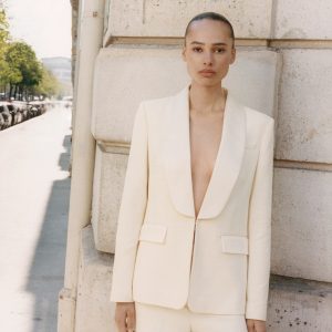 Suit blazer with satin lapels