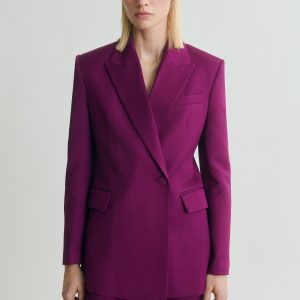 Linen-blend double-breasted suit blazer