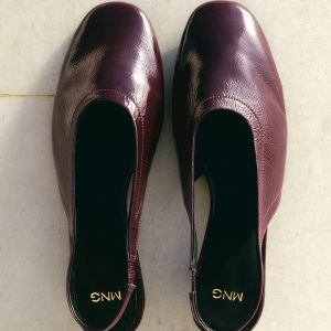 Block heel leather shoes