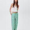 Cotton pants with leaf pattern