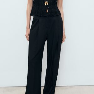 Wide leg pleated pants