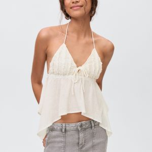 Halter top with ruffled detail