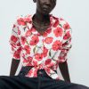 Floral-print poplin shirt