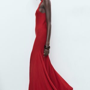 Asymmetrical low-knit dress