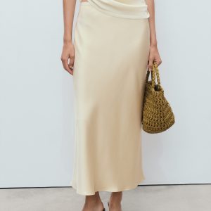 Midi satin skirt