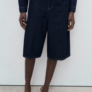 Mid-rise denim bermuda jorts