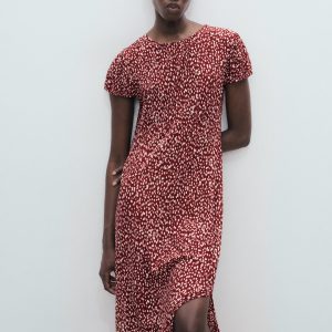 Printed dress with side opening