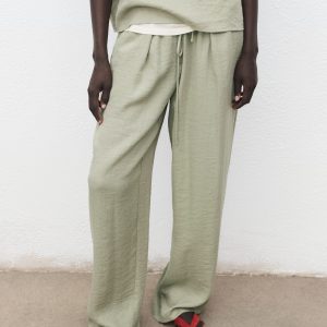 Straight textured trousers