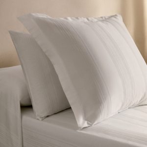 Two 300-thread count cotton satin striped pillowcases 60x60 cm