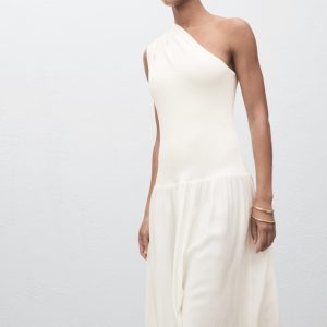 Asymmetrical combined knitted dress