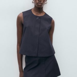 Pinstriped top with balloon effect